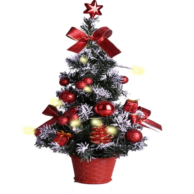 Premium Snow Flocked Hinged Artificial Mini Christmas Tree, LED Prelit