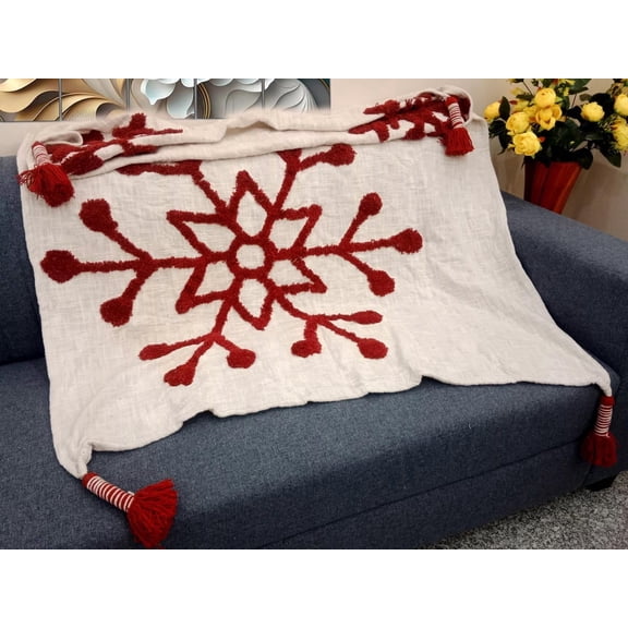 Premium Sofa throw Cozy Lightweight Knit Woven Cotton Decorative Couch, Bed Sofa Travel All Seasons Throw Blanket, Boho Bedding Home Dcor