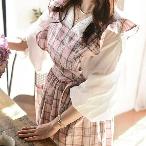 Premium Soft Cotton Apron with Pockets – Adjustable Neck Strap, Machine Washable, Comfortable for Cooking, Baking, Kitchen Use, Made in Korea