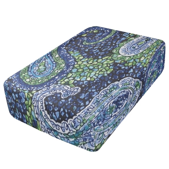 Premium Soft Fitted Sheet for Blow Up Bed Mattress Sheets with Zipper for Camping Office Bedroom, Blue Paisley Print