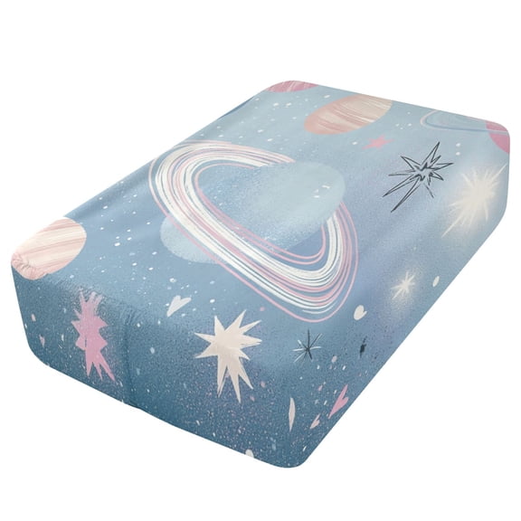 Premium Soft Fitted Sheet for Blow Up Bed Mattress Sheets with Zipper for Camping Office Bedroom, Blue-pink Cosmic Print