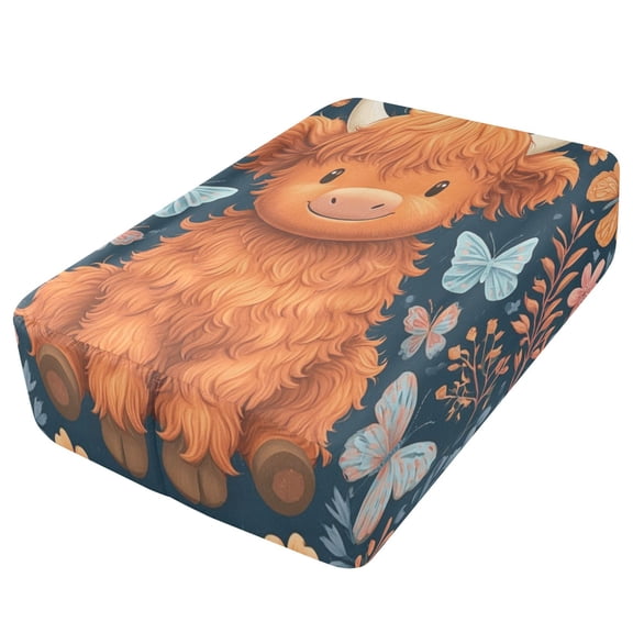 Premium Soft Fitted Sheet for Blow Up Bed Mattress Sheets with Zipper for Camping Office Bedroom, Butterfly Orange Cow Print