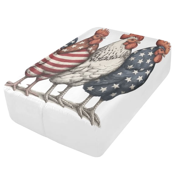 Premium Soft Fitted Sheet for Blow Up Bed Mattress Sheets with Zipper for Camping Office Bedroom, Flag Rooster Trio Print