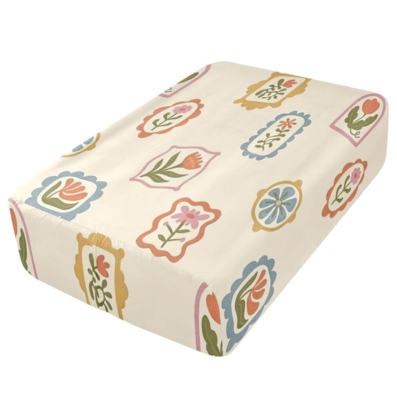 Premium Soft Fitted Sheet for Blow Up Bed Mattress Sheets with Zipper for Camping Office Bedroom, Framed Floral Print Print