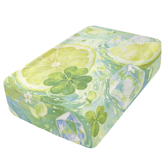 Premium Soft Fitted Sheet for Blow Up Bed Mattress Sheets with Zipper for Camping Office Bedroom, Green Lime Water Art Print