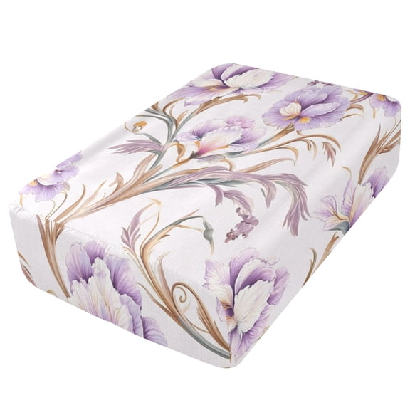 Premium Soft Fitted Sheet for Blow Up Bed Mattress Sheets with Zipper for Camping Office Bedroom, Lavender Iris Swirl Print
