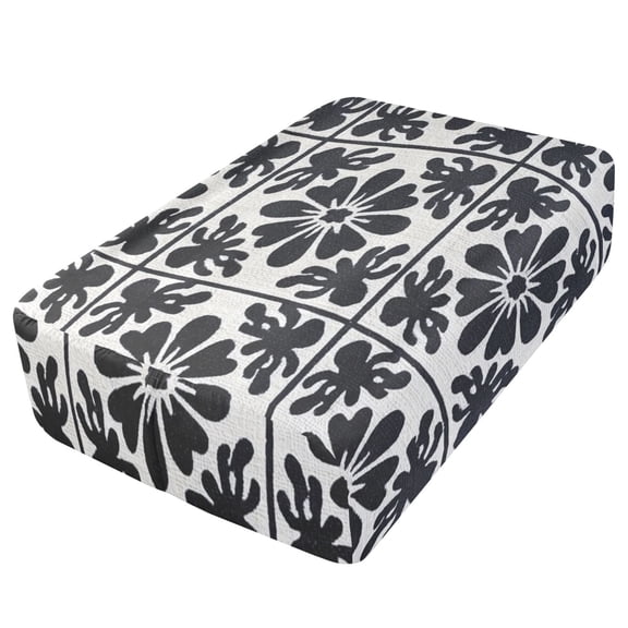 Premium Soft Fitted Sheet for Blow Up Bed Mattress Sheets with Zipper for Camping Office Bedroom, Navy Tile Print