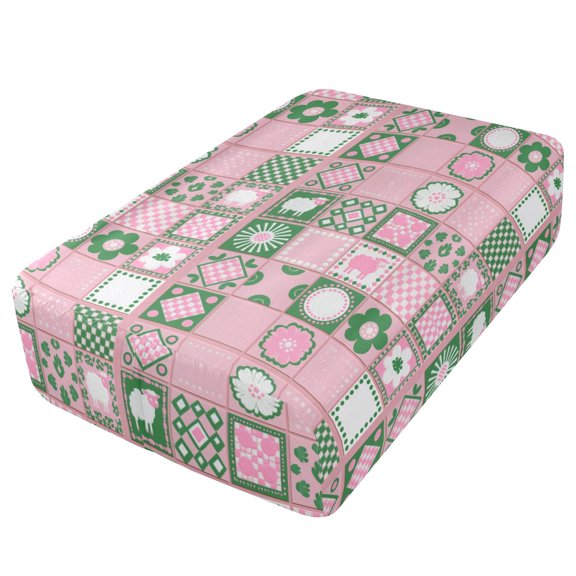 Premium Soft Fitted Sheet for Blow Up Bed Mattress Sheets with Zipper for Camping Office Bedroom, Pink-patch Print