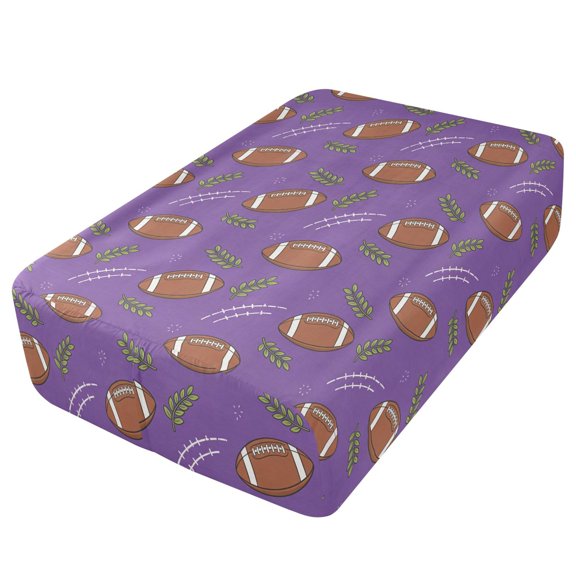 Premium Soft Fitted Sheet for Blow Up Bed Mattress Sheets with Zipper for Camping Office Bedroom, Purple Rugby Ball Print