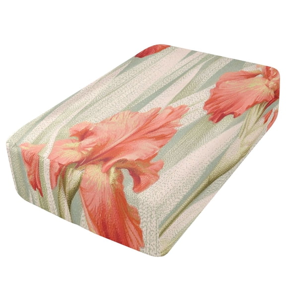 Premium Soft Fitted Sheet for Blow Up Bed Mattress Sheets with Zipper for Camping Office Bedroom, Rust Iris Print