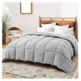 thumbnail image 1 of Premium Soft Fluffy Striped All Season Down Alternative Bedding, Cozy Reversible, Ultra Plush Luxury Brushed Microfiber Bed Duvet Insert, Light Grey King Size Comforter, 104x90 Inches, 1 of 9