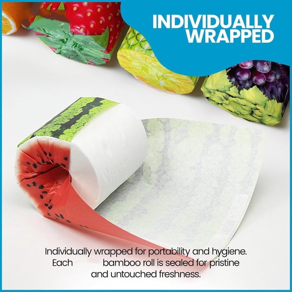 Premium and Soft Fruit TP Organic Bamboo Toilet Paper | 24 Mega Rolls, 3 Ply, 370 Sheets | FSC Certified, PFAS & , -Friendly, Tissue - Plastic Free, Septic , Vegan