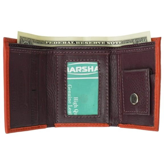 Premium Soft Leather Childrens Trifold Wallet Kids Bicolor Wallet Gift P 825 (C)