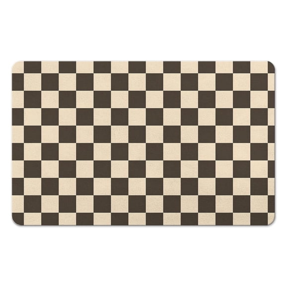 Premium Soft Microfiber Bath Mat: Checkered, Absorbent, Non-Slip Long Bathroom Runner Rug. Easy Clean Floor Mats for Bathtub Showers, 20x32in