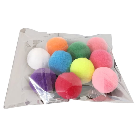 Premium Soft Pom Pom Balls, Interactive Cat Toy - Quiet Polyester Elastic Design for Engaging Play without Noise
