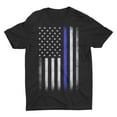 thumbnail image 1 of Premium Soft Ringspun USA Flag Blue Lives Matter Lightweight T-Shirt Black, Small, 1 of 1