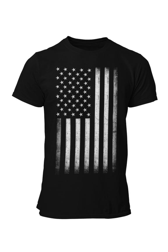 Premium Soft Ringspun USA Flag Retro Lightweight T-Shirt Black, 2XL