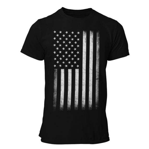 Premium Soft Ringspun USA Flag Retro Lightweight T-Shirt Black, XL