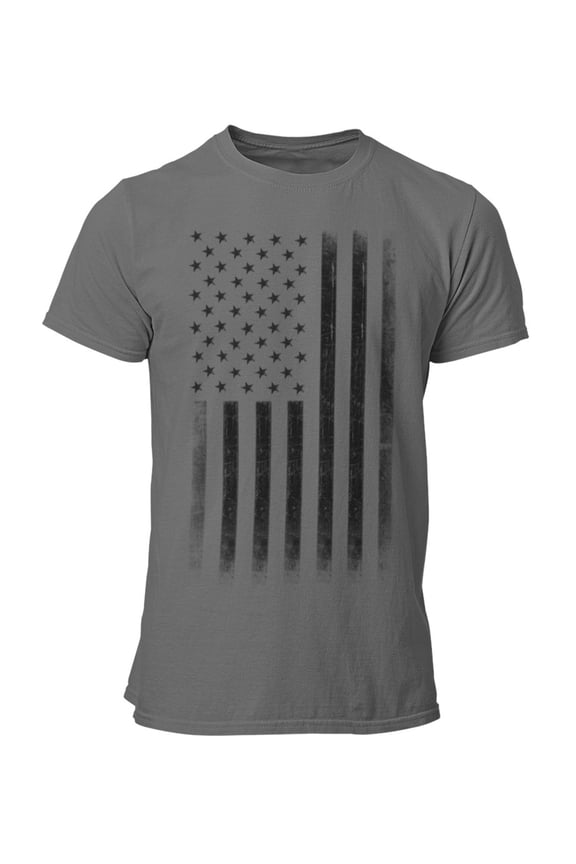 Premium Soft Ringspun USA Flag Retro Lightweight T-Shirt Charcoal, 3XL