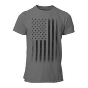 Premium Soft Ringspun USA Flag Retro Lightweight T-Shirt Charcoal, XL