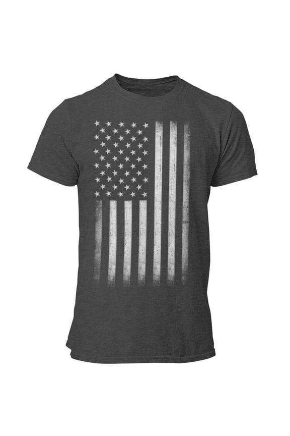 Premium Soft Ringspun USA Flag Retro Lightweight T-Shirt Dark Heather, Large
