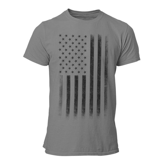 Premium Soft Ringspun USA Flag Retro Lightweight T-Shirt Heather Gray, Small