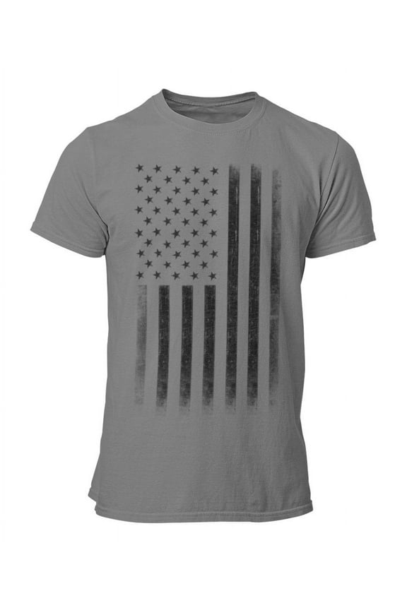Premium Soft Ringspun USA Flag Retro Lightweight T-Shirt Heather Gray, XL