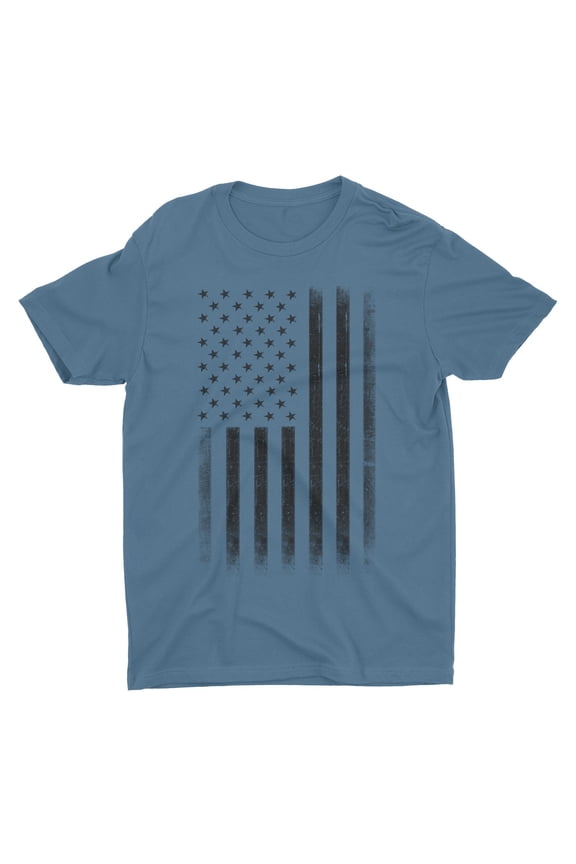 Premium Soft Ringspun USA Flag Retro Lightweight T-Shirt Indigo, XL
