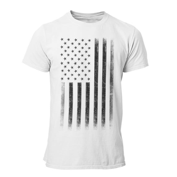 Premium Soft Ringspun USA Flag Retro Lightweight T-Shirt White, Small