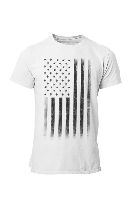Premium Soft Ringspun USA Flag Retro Lightweight T-Shirt White, XL