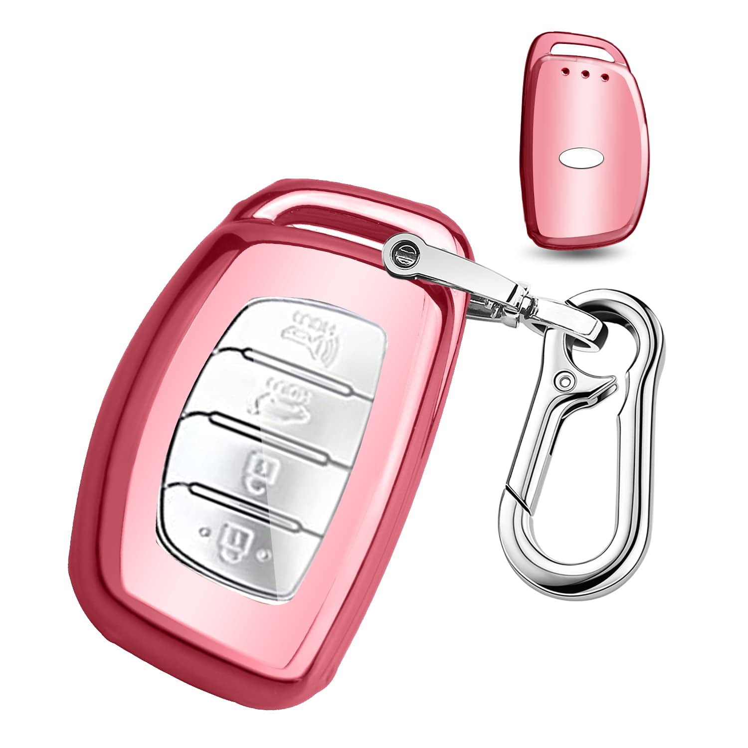 Premium Soft TPU Full-Body Key Fob Cover with Keyring for 2019-2021 Hyundai Elantra Ioniq Sonata Tucson Elantra GT 3/4 Button Smart Key