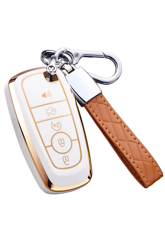 Premium Soft TPU Full-Body Protective Key Fob Cover with Keychain for Ford Explorer Bronco Escape Edge Expedition Mustang F150 Fusion Ranger and Lincoln Models