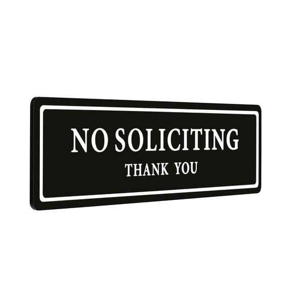 Premium No Soliciting Sign with Ultra Strong Adhesive, Polite Please No Solicitation Door Sign for Home Office, Easy Install Wall Window Sign, Weather Resistant Acrylic Plaque, 1× Acrylic Sheet