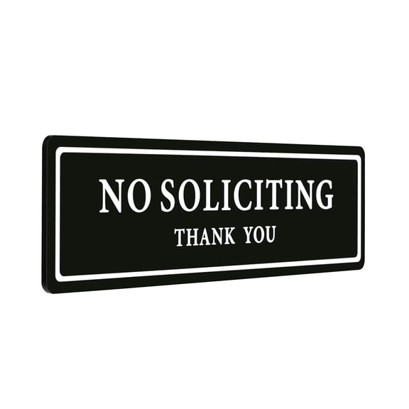Premium No Soliciting Sign with Ultra Strong Adhesive, Polite Please No Solicitation Door Sign for Home Office, Easy Install Wall Window Sign, Weather Resistant Acrylic Plaque, 1× Acrylic Sheet