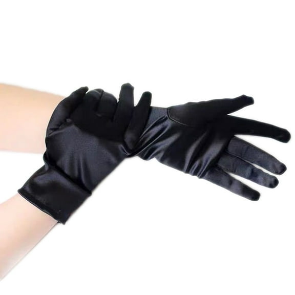 Premium Solid Color Wrist Length Short Satin Wedding Party Prom Bridal Gloves