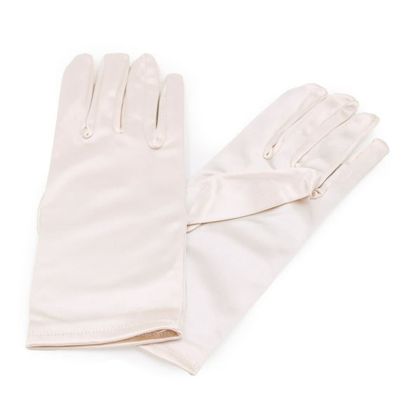 Premium Solid Color Wrist Length Short Satin Wedding Party Prom Bridal Gloves