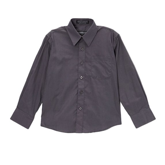 Premium Solid Cotton Blend Charcoal Dress Shirt~Charcoal / 4
