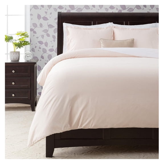 Premium Solid Duvet Cover Set - Duvet Cover (90 x 90) & 2 Pillow Shams (20 x 26) - 3-Piece Set - Peach, Queen Size Queen / Full