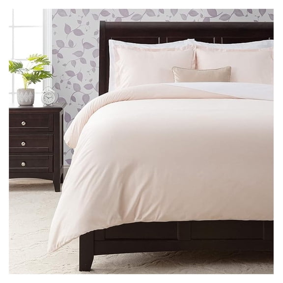 Premium Solid Duvet Cover Set - Duvet Cover (90” x 90”) & 2 Pillow Shams (20” x 26”) - 3-Piece Set - Peach, Queen Size