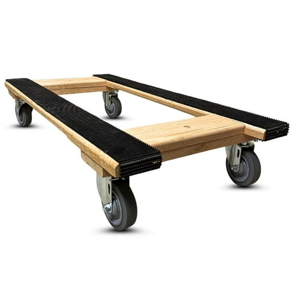Premium Solid Oak Wooden Furniture H-Frame Dolly for Movers - 18"x40" with Non-Slip Grip & 5" Thermo Rubber Wheels - 1,000  lbs Capacity