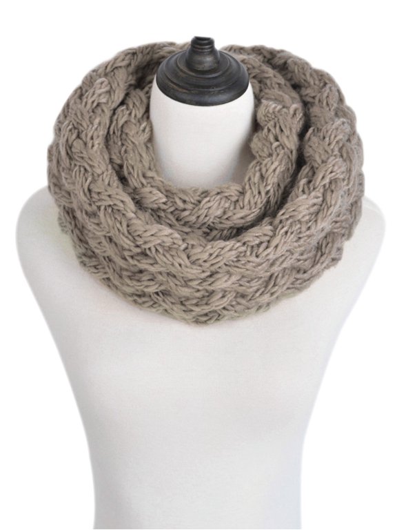 Premium Solid Winter Criss Cross Knit Thick Infinity Loop Circle Scarf