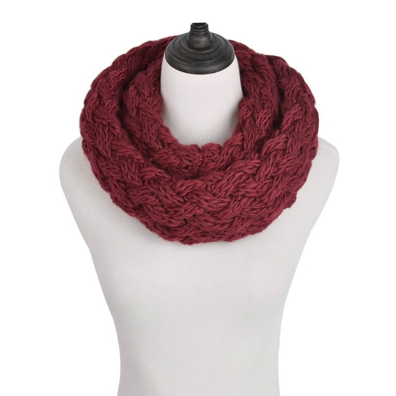 Premium Solid Winter Criss Cross Knit Thick Infinity Loop Circle Scarf