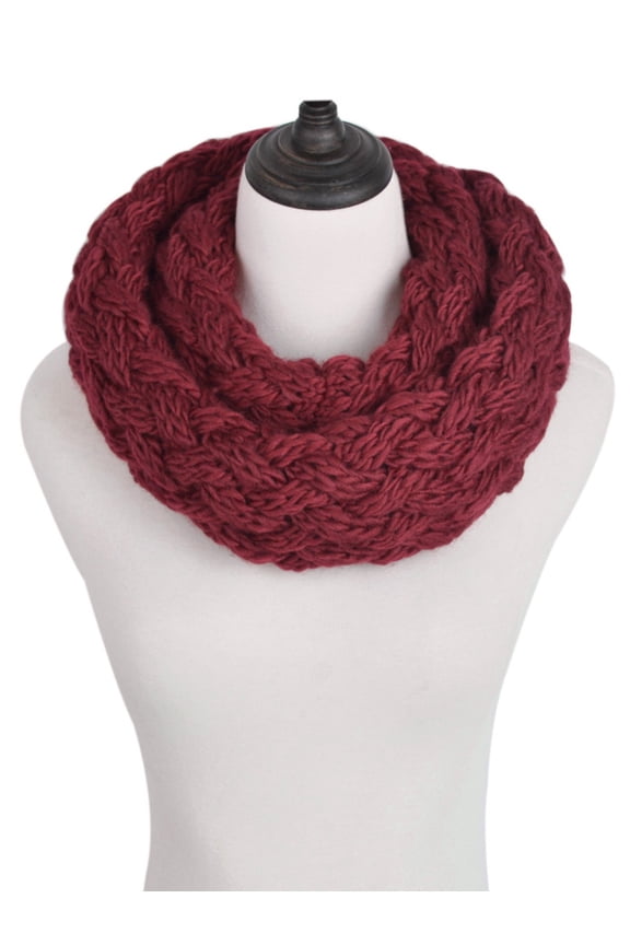 Premium Solid Winter Criss Cross Knit Thick Infinity Loop Circle Scarf
