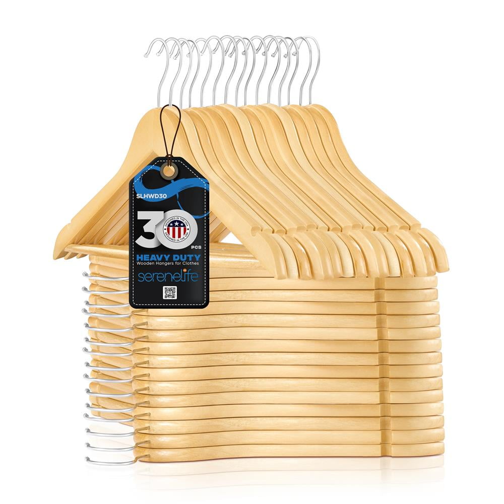 Premium Solid Wooden Hangers - Smooth Finish Space Saving Premium Solid Wooden Hangers - Smooth Finish Space Saving