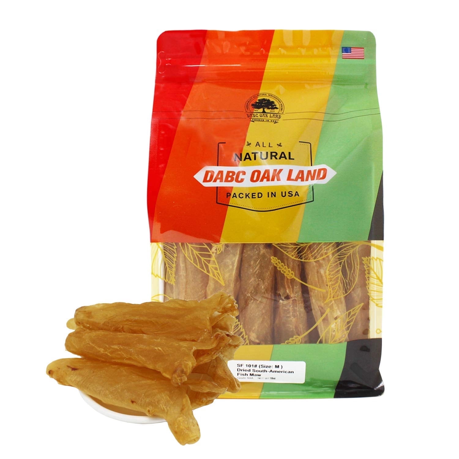 DABC OAK LAND Premium South African Dried Fish Maw AAA Grade Fish Glue,Rich in Collagen Dried Seafood Fishs Maw Roll Natural Sun Dried AAA Large 8oz/bag