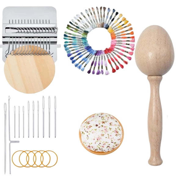 Premium Speedweve Darning Loom Kit | Complete Mending Set for Socks & Clothes | 14-Hook Loom + 50 Threads + Tools