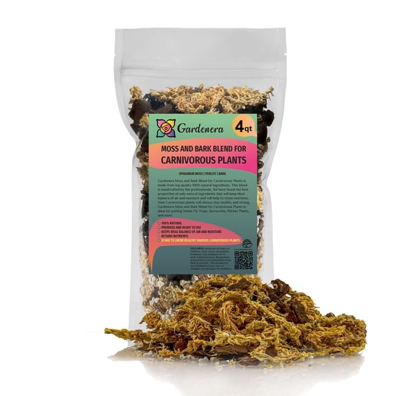 Premium Sphagnum Moss, Perlite and New Zealand Pine Bark Blend for Carnivorous Plants - Perfect for Venus Fly Traps, Pitcher Plants, Sarracenia, Butterworts, and Sundews - 4 Quart Bag