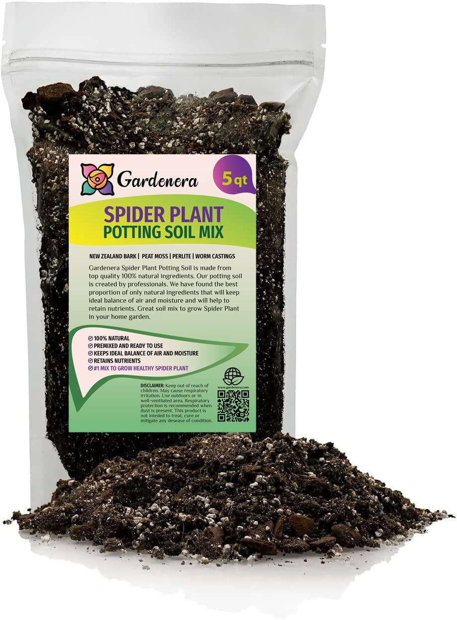 ⭐ Premium Spider Plant Potting Mix by Gardenera Labs - Ideal Soil Blend for Repotting and Growing Spider Plants (5 QUART)