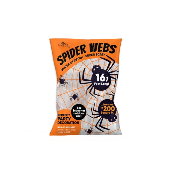Premium Spider Web 200 Sq Ft Halloween Decor with Realistic Plastic Spiders (Hand Spun High Quality Webbing)