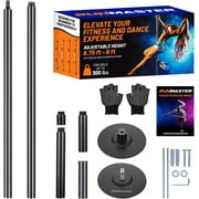 Premium Spinning and Static Dance Pole Kit - Portable 45mm Exercise Pole for Club, Party, Home Use - Easy Assembly, Sturdy Steel Construction with Silicone Rubber Protection - Black